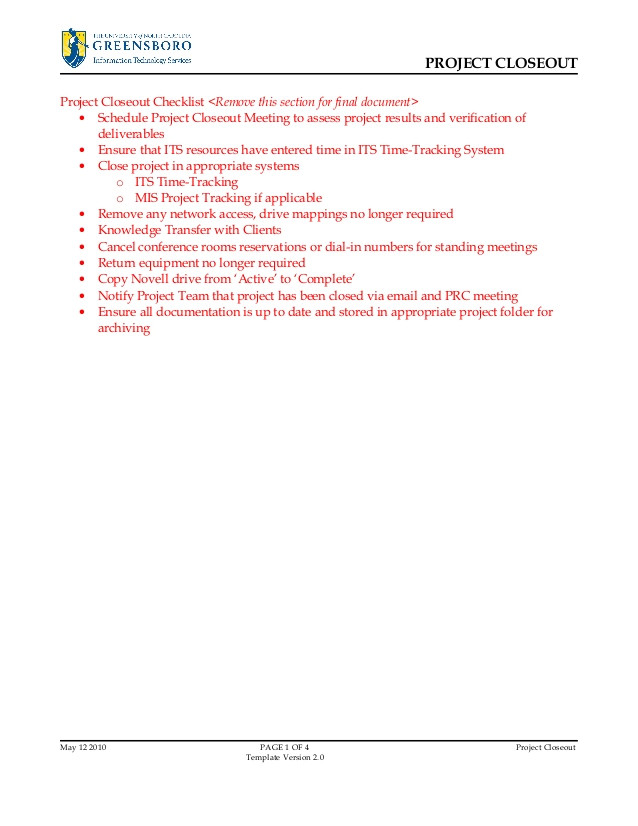 Project Closure Email Template Project Closure Template V3 0