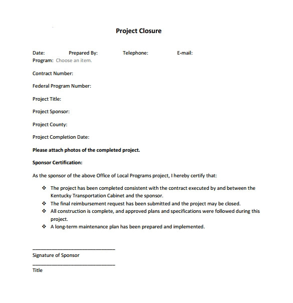project closure template