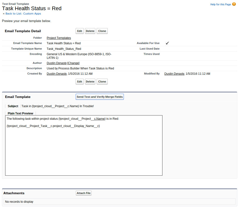 using process builder to alert project managers of task health changes