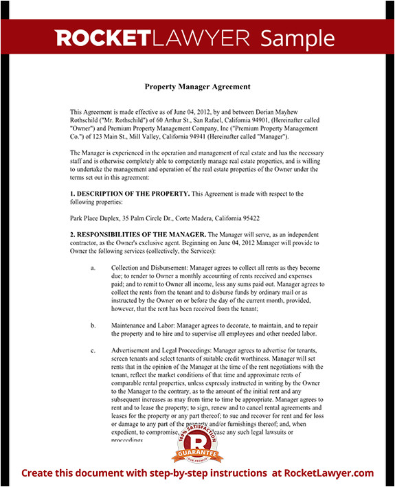 property manager agreement rl