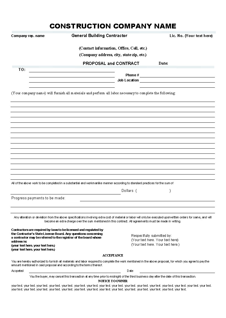 Proposal for Contract Work Template Proposal and Contract Template Uniform Invoice software
