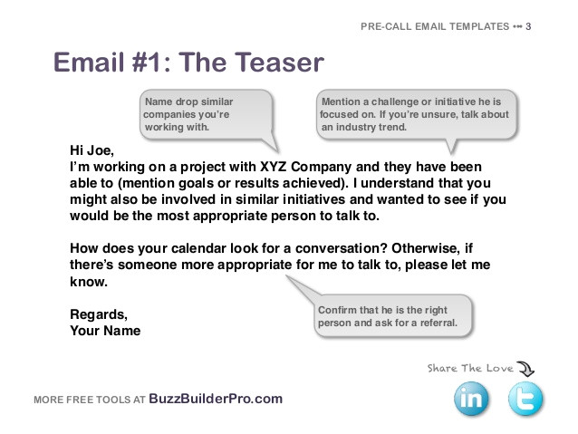 precall email templates
