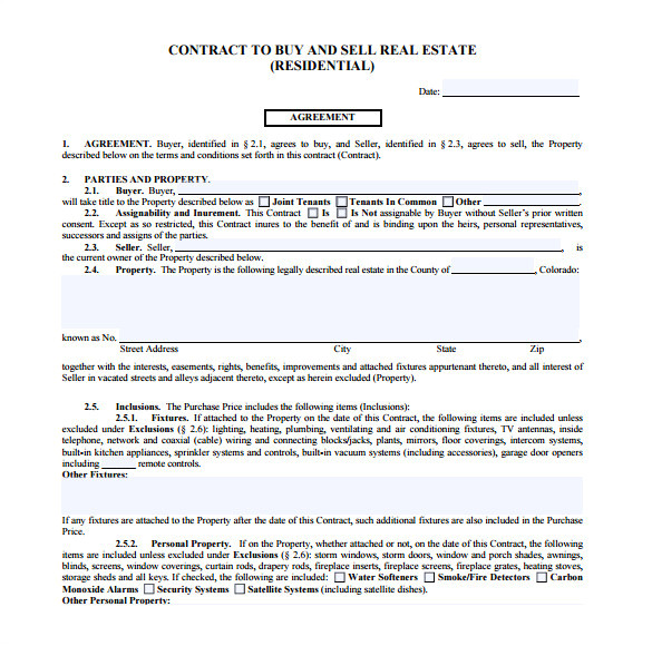 real estate contract template