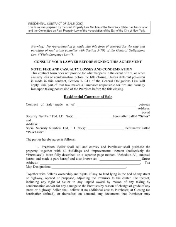 real estate owner sale contract template