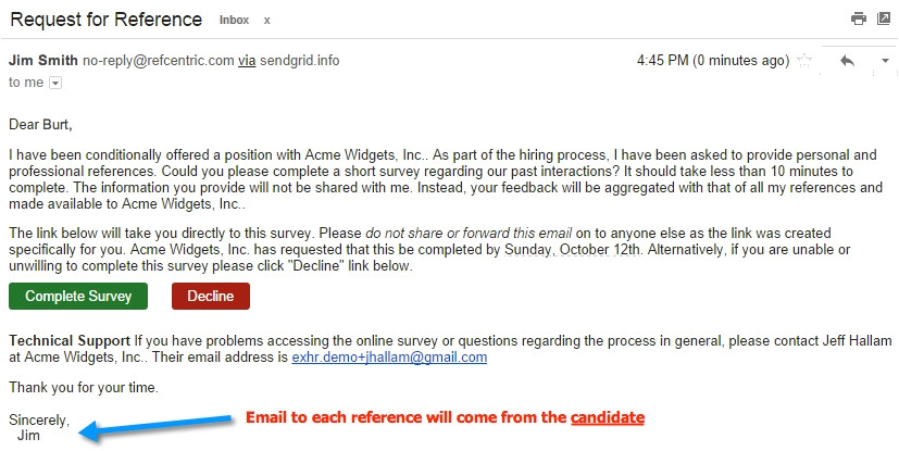 Reference Check Request Email Template Reference Check software Exacthire