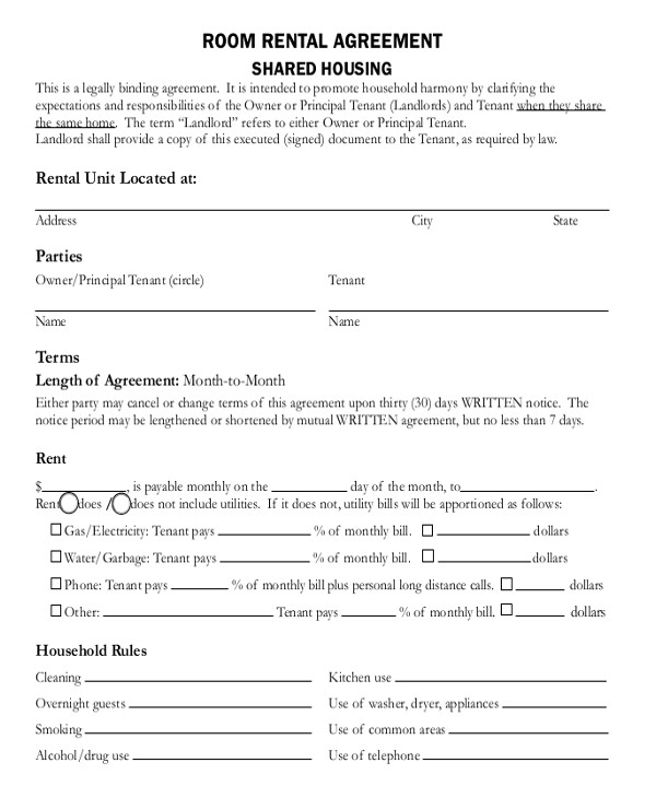 Rent A Room Contract Template Free Room Rental Agreement Template 12 Free Word Pdf Free
