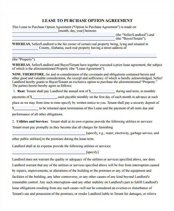 Rent to Own Real Estate Contract Template Rent to Own Contract Template 9 Free Word Excel Pdf