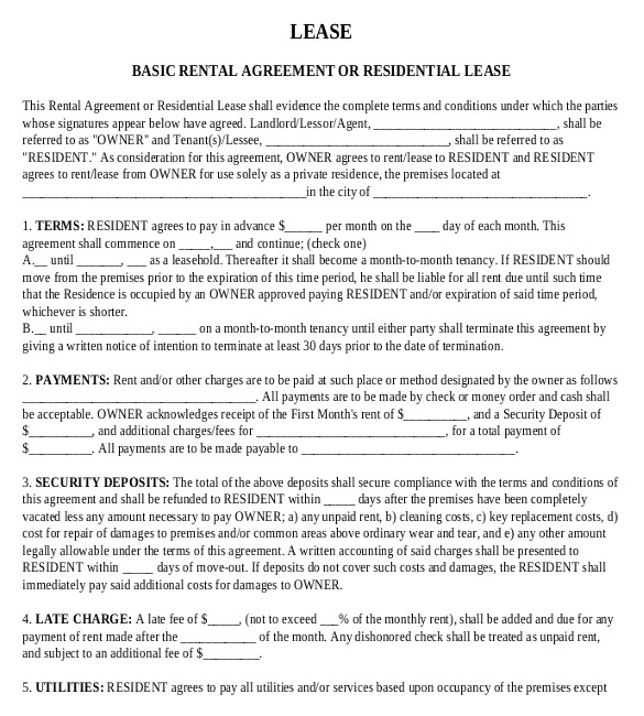 Rental Contracts Templates Free Rental Agreement Templates 15 Free Word Pdf Documents