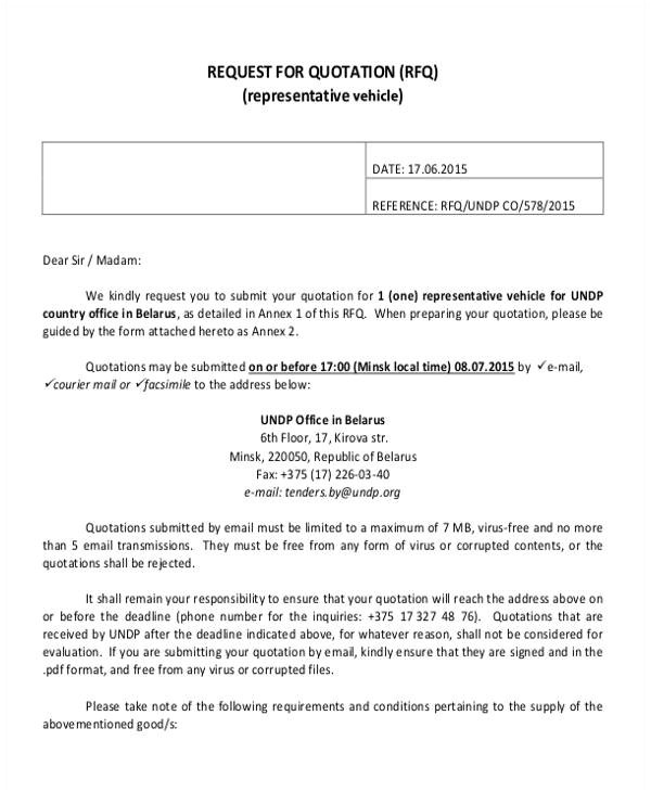 Request for Quotation Email Template 28 Sample Quotation Letters Pdf Doc