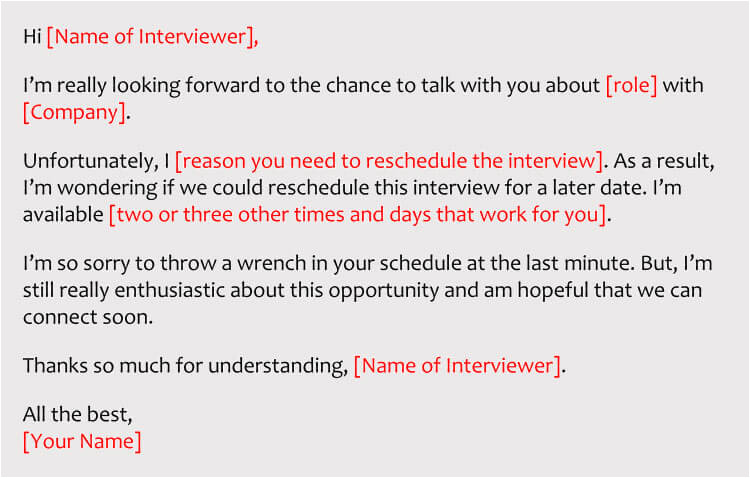 sample email to reschedule interview