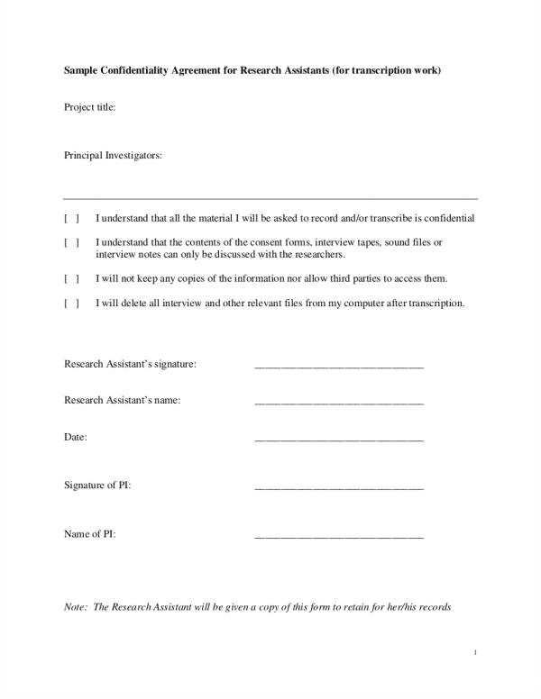 Research assistant Contract Template 21 Confidentiality Agreement Samples Templates Pdf Word