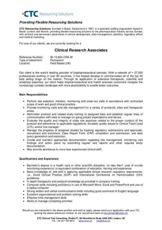 clinical research associate uk field based