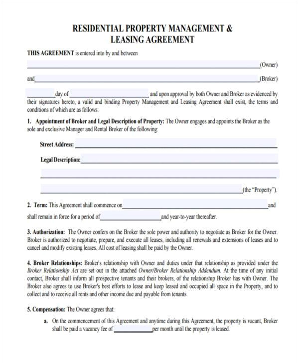 management agreement form