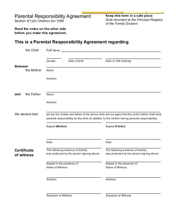 parenting agreement template