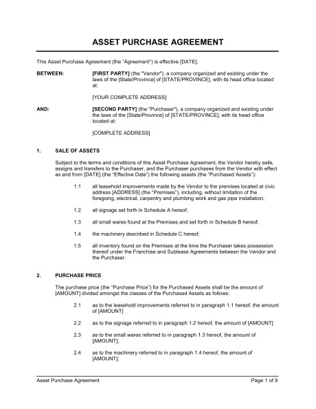 Retail Employment Contract Template asset Purchase Agreement Retail Store Template Word