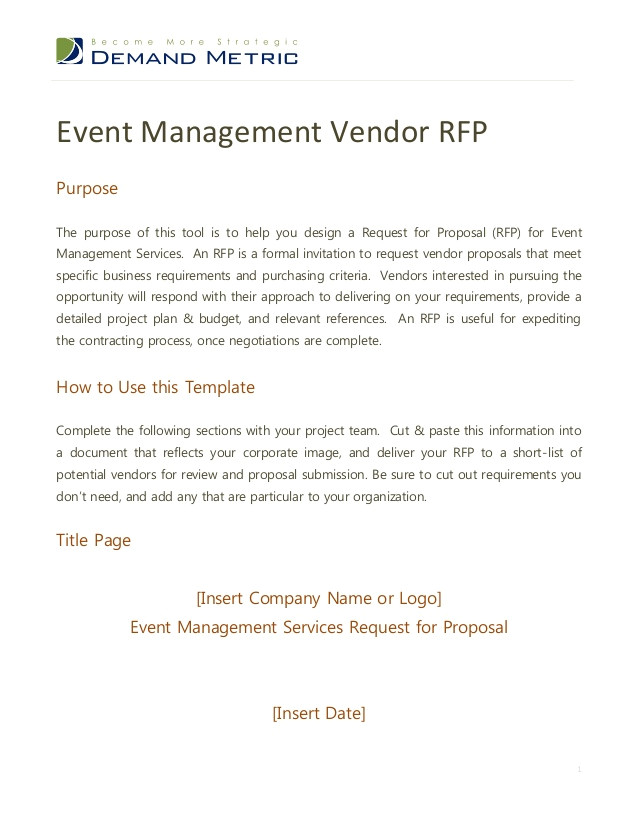 event management rfp template
