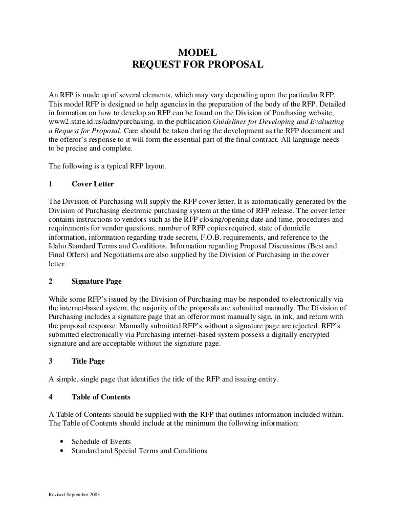 sample request for proposal format