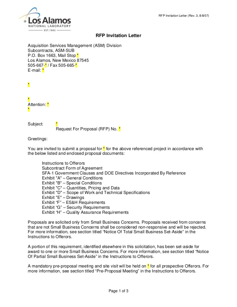 Rfp Invitation Email Template Rfp Invitation Letter