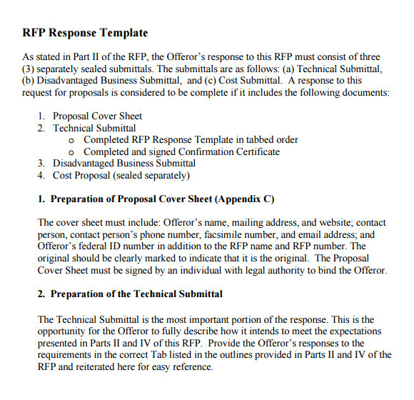 rfp response template