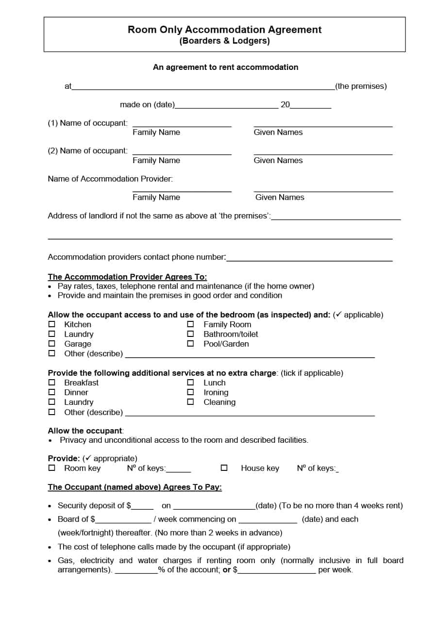 Room and Board Contract Template 39 Simple Room Rental Agreement Templates Template Archive