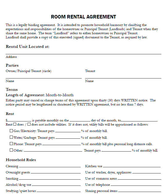 room rental agreement