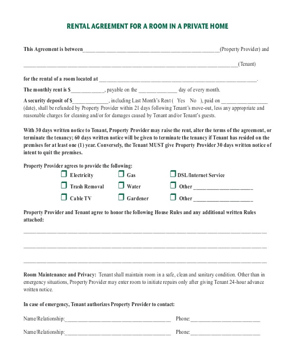 Room for Rent Contract Template Room Rental Agreement Template 12 Free Word Pdf Free