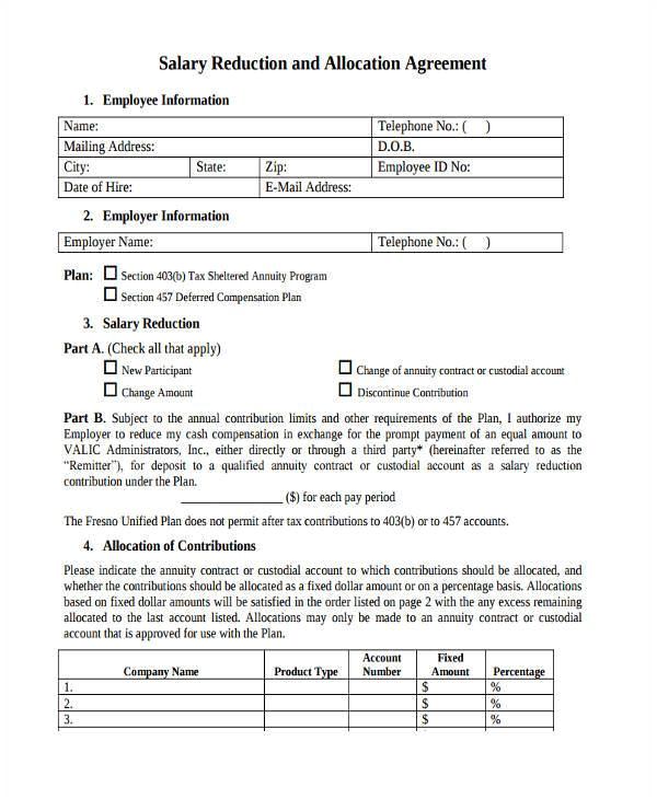 allocation agreement form