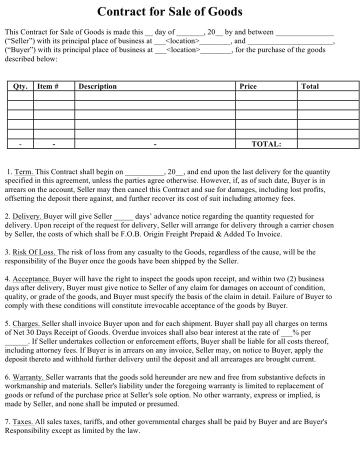 sales contract template