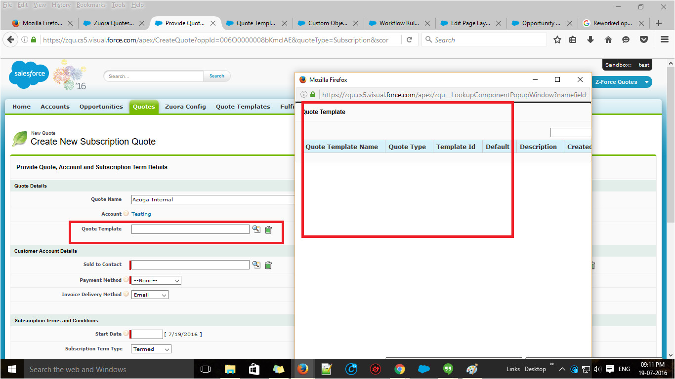 unable to retrieve quote templates and products information in salesforce develo
