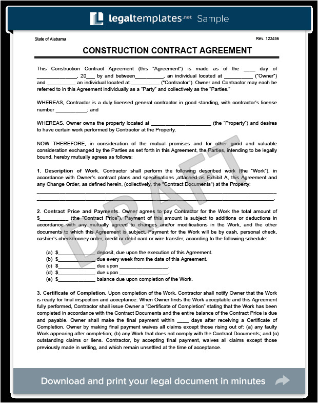 construction contract agreement