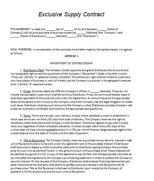 supply contract template