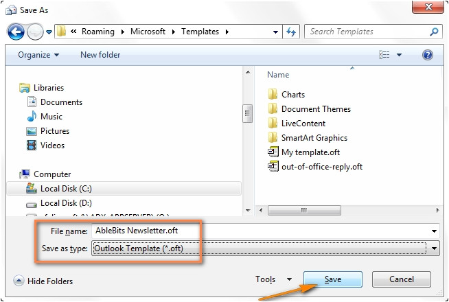 how to save an email template in outlook