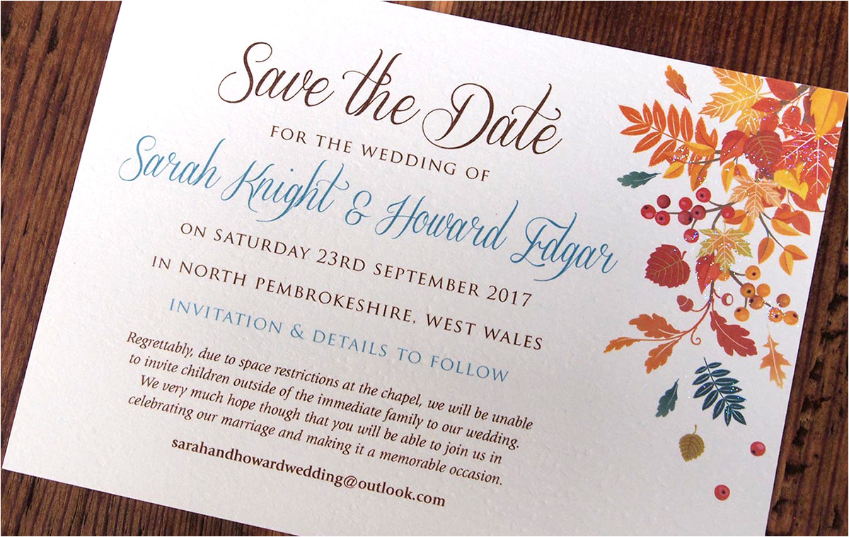 autumn wedding invitations falling leaves design