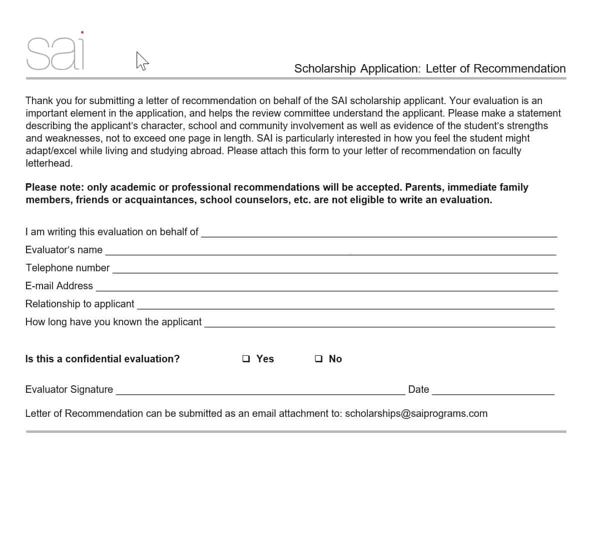 scholarship application templates