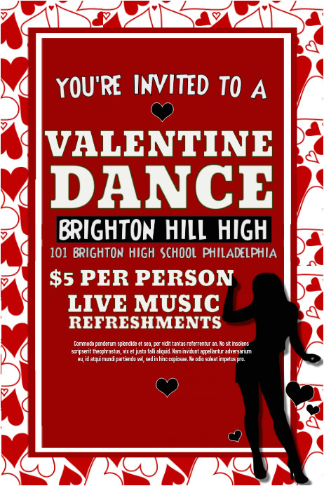 School Dance Flyer Template Valentines Dance Template Postermywall