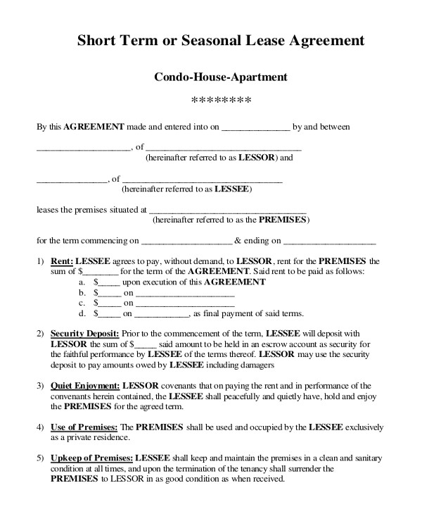 sample residential rental agreement