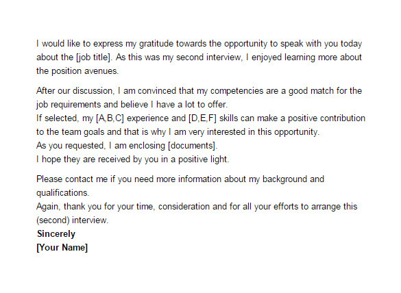 sample thank you email after second interview