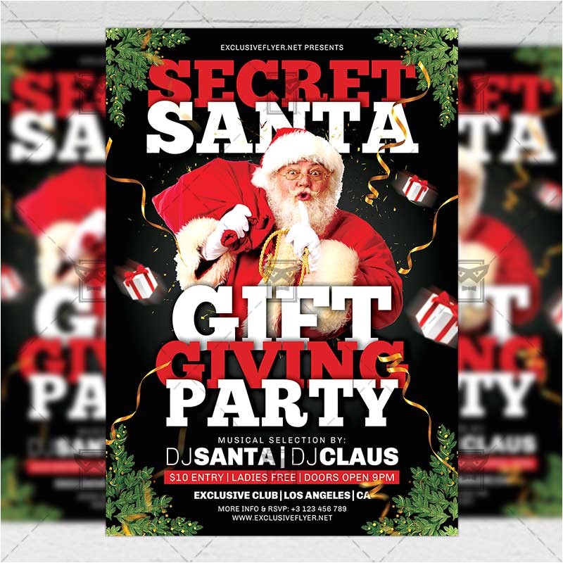 secret santa night seasonal a5 flyer template