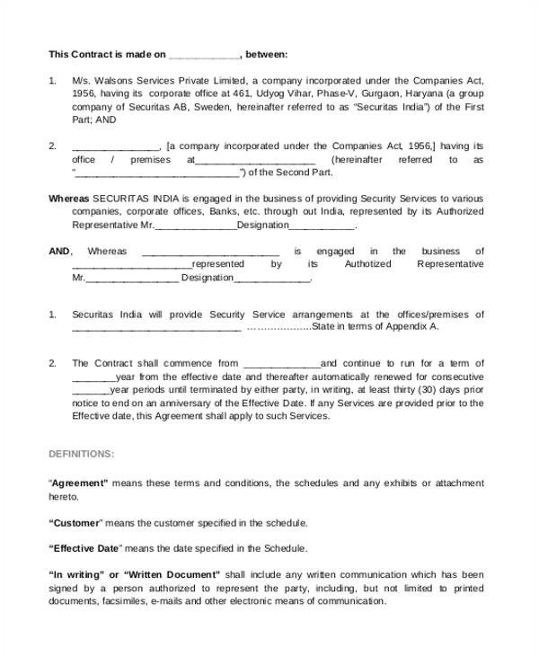 company contract template