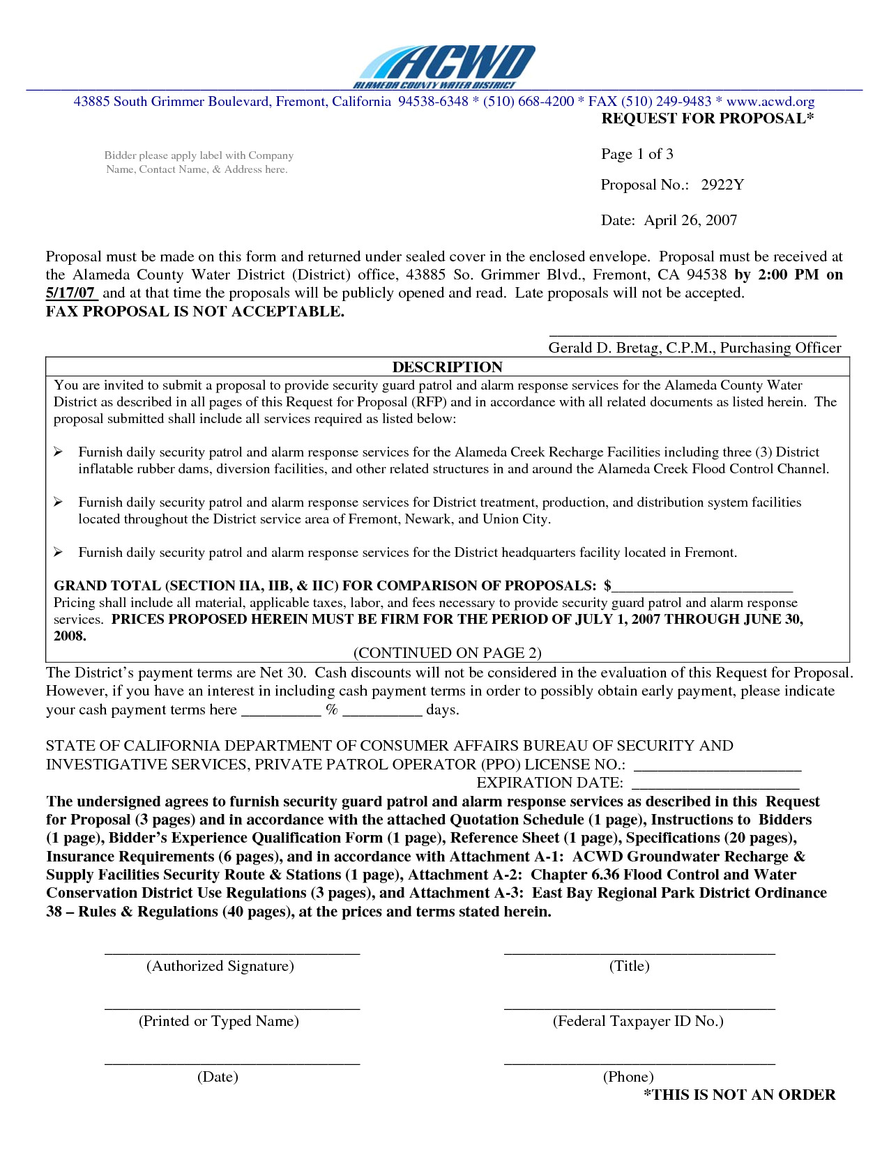 security guard contract template