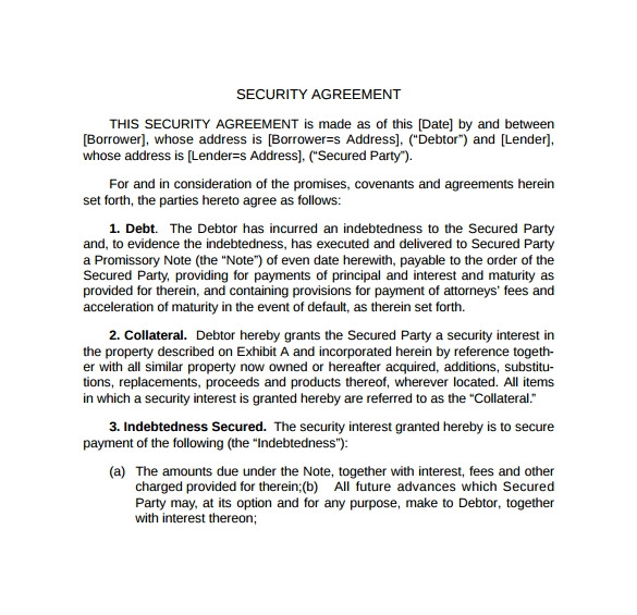 security agreement template