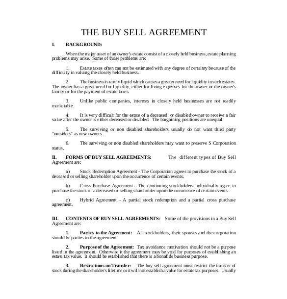 sample buy sell agreement