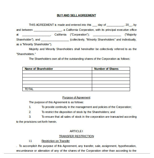 Selling A Small Business Contract Template 25 Buy Sell Agreement Templates Word Pdf Free