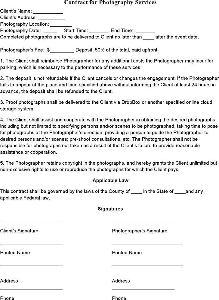 photography contract