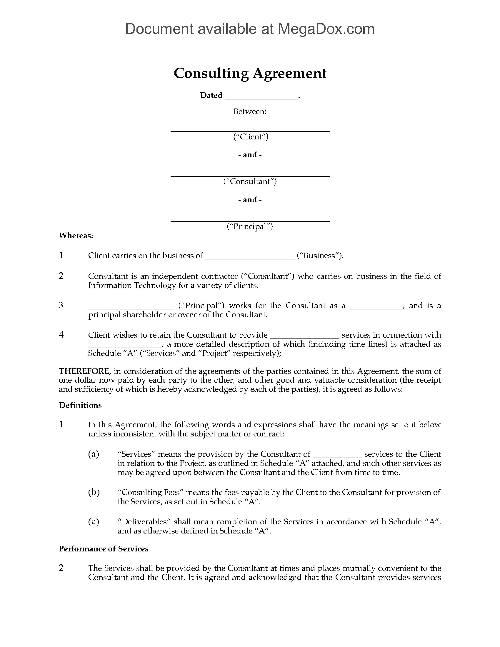 canada consulting agreement for it services