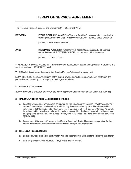 terms of service agreement d174