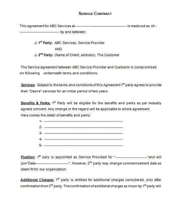 Service Contract Template Free 1 Service Contract Template Free 16 Service Contract Templates Word Pages Google Docs
