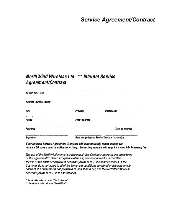 service agreement contract