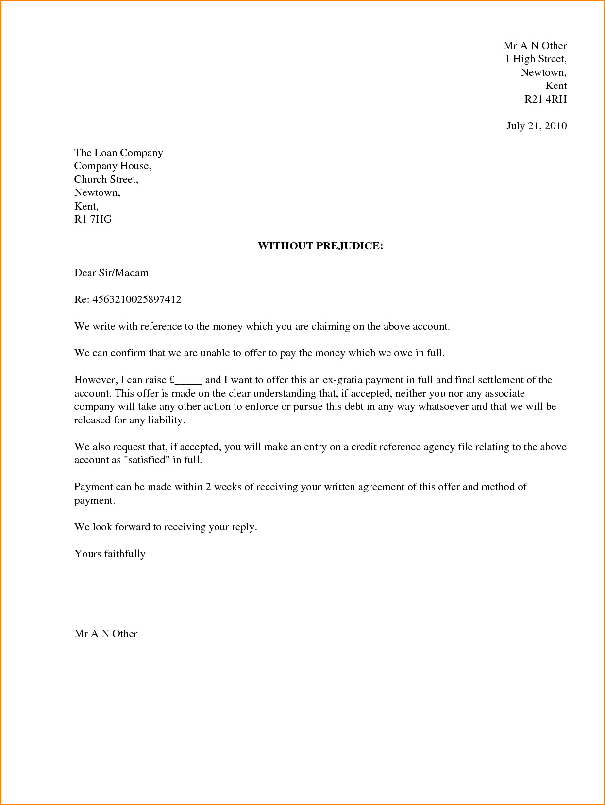 6 final payment letter template