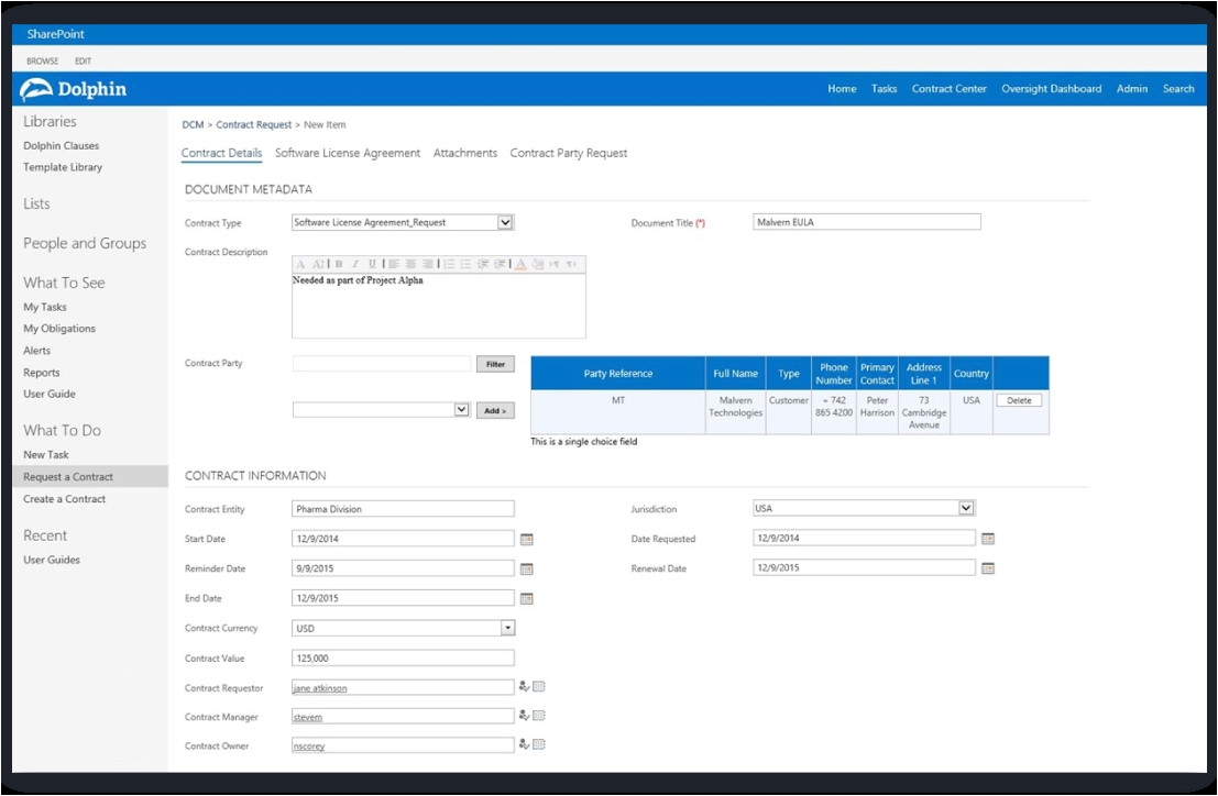 Sharepoint Contract Management Template 1 Sharepoint Contract Management Template Dolphin Contract Manager for Microsoft Sharepoint